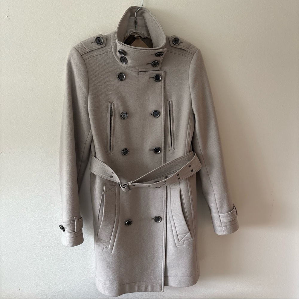Burberry Brit 'Charcottley' Double Breasted Coat Trench 8 Wool Cashmere Military